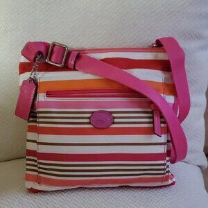 Coach Getaway Multi-Striped Crossbody Bag EUC